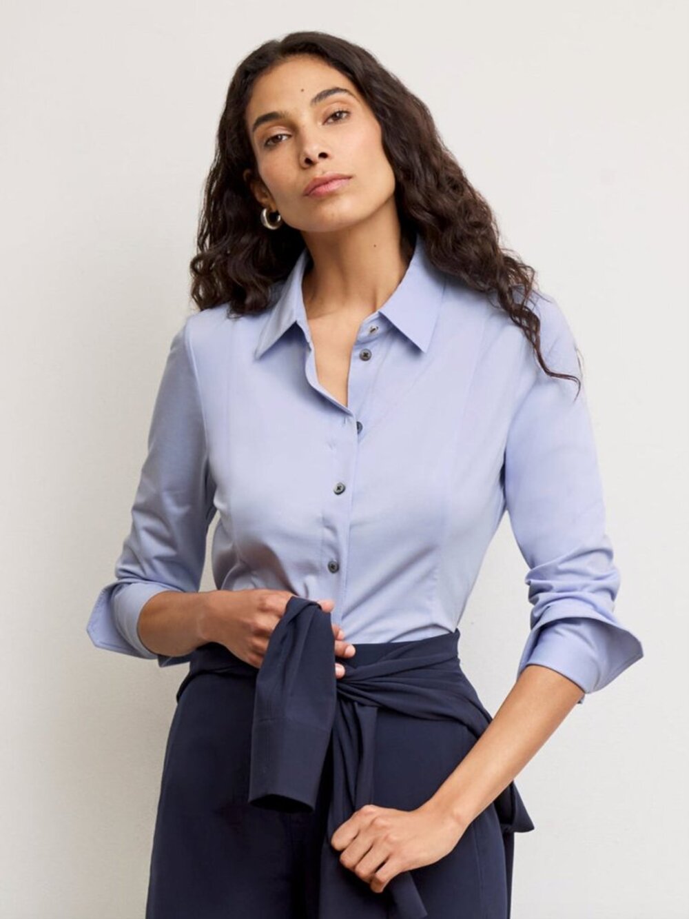 MM LaFleur the Clemens Flex Shirt Knit Poplin in Hydrangea